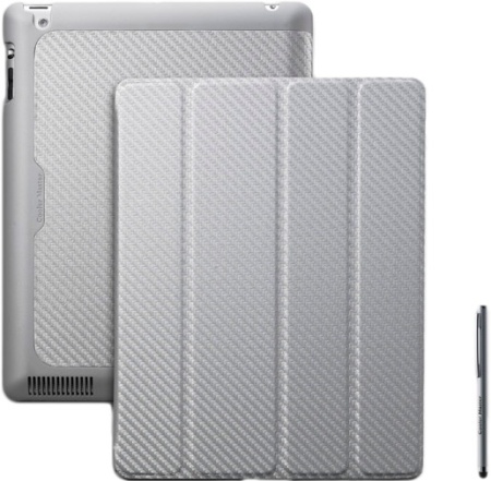 Чехол для планшета Cooler Master iPad (2012) Wake Up Folio Carbon Texture Silver, C-IP3F-CTWU-SS