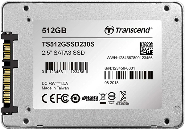 Диск SSD 2.5" 512Gb Transcend SSD230S, TS512GSSD230S