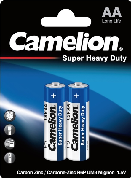 Батарейка CAMELION AA R6P, R6P-BP2B, Super Heavy Duty, 1.5V, 2шт