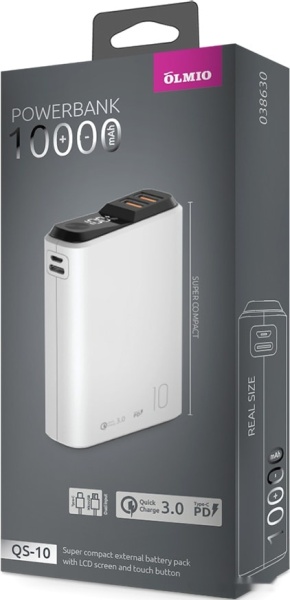 Портативное зарядное устройство Olmio QS-10 10000mAh, белый
