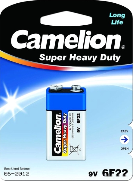 Батарейка CAMELION Super Heavy Duty, 6F22-BP1B