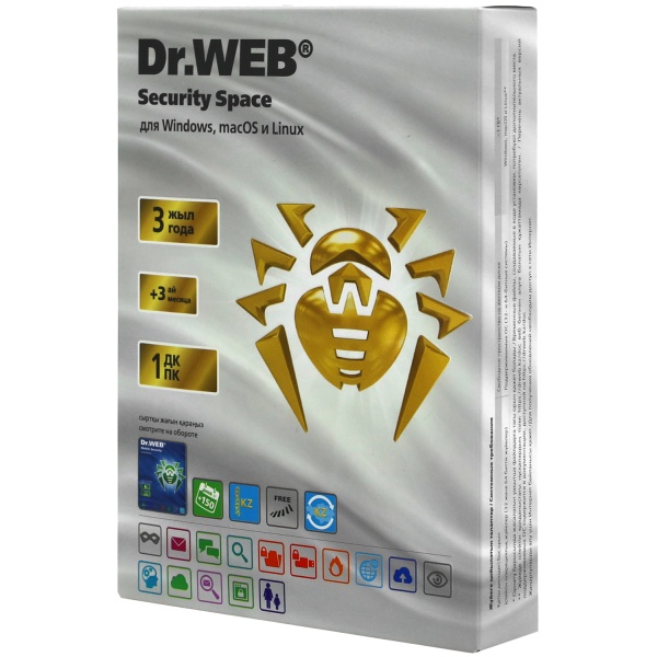 Антивирус Dr.WEB Security Space GOLD, 1 ПК на 3 года, BHW-BK-39M-1-A3