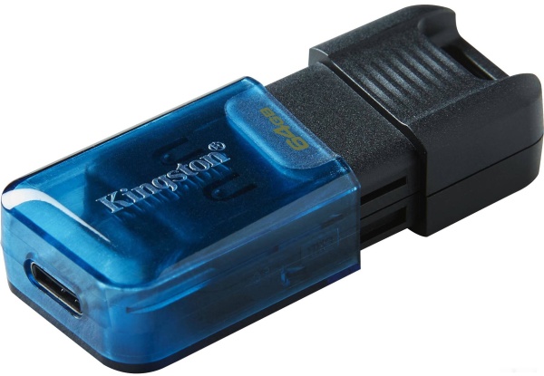 USB Flash drive 64GB Kingston Data Traveler 80 M, DT80M/64GB, Black/Blue, только Type-C