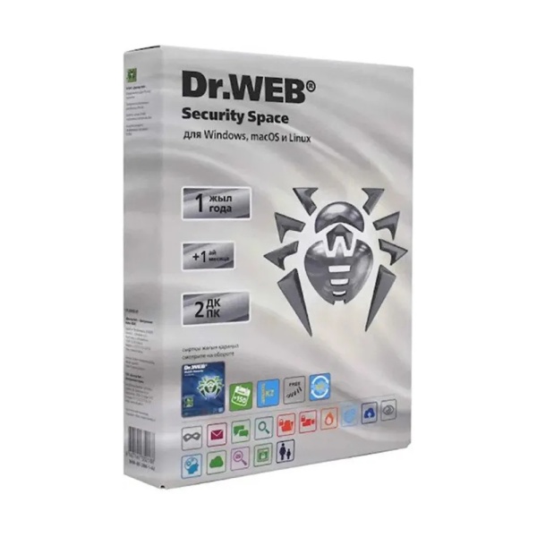 Антивирус Dr.WEB Security Space, 2 ПК на 1 год, BHW-BK-13M-2-A3