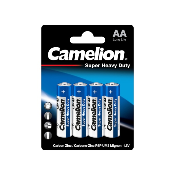 Батарейка CAMELION AA R6P, R6P-BP4B, Super Heavy Duty, 1.5V, 4шт