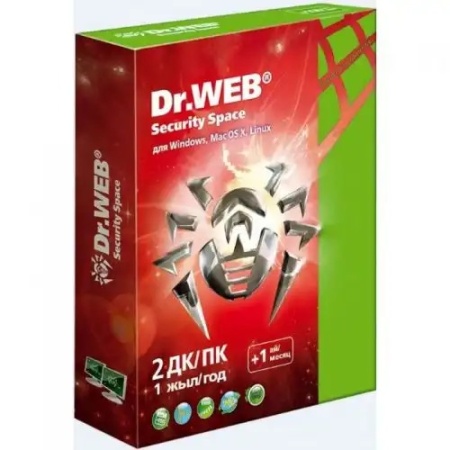 Антивирус Dr.WEB Security Space, 2 ПК на 1 год, BHW-BK-13M-2-A3