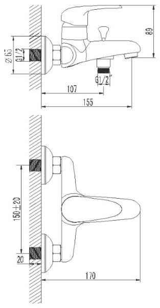 Смеситель для душа Lemark "Pramen", LM3303C
