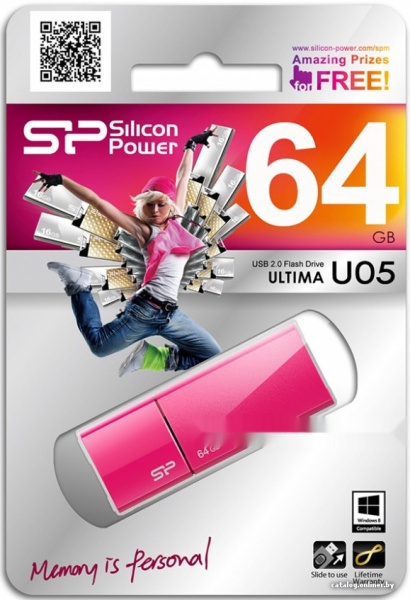 USB flash 64GB Silicon Power, Ultima U05, USB 2.0, pink, SP064GBUF2U05V1H