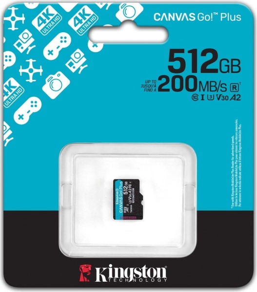 Карта памяти microSDXC 512GB Kingston Canvas Go! Plus, SDCG4/512GBSP