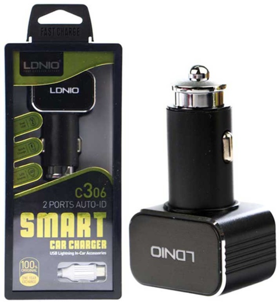 Автомобильное зарядное LDNIO C306 Lightning