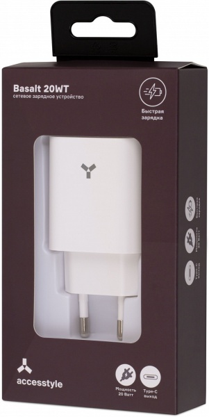 Зарядное устройство AccesStyle Basalt 20WT White USB Type-С