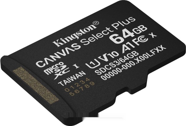 Карта памяти microSDXC 64GB Kingston Canvas Select Plus, SDCS3/64GBSP