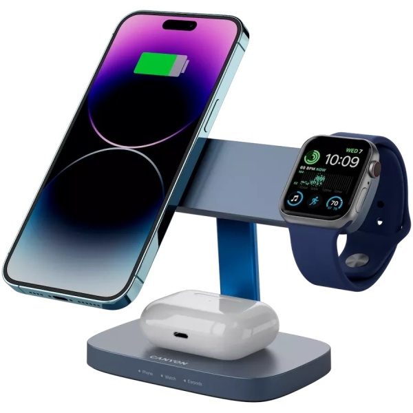 Беспроводное зарядное устройство Canyon Wireless Charging Station Hexagon 310 DarkGray/Blue, CNS-WCS310DGBL