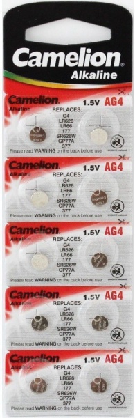 Батарейк, CAMELION, AG4-BP10, Alkaline, AG4, 1.5V, 10 шт., Блистер