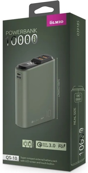 Портативное зарядное устройство Olmio QS-10 10000mAh, мурена