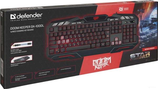 Клавиатура Defender Doom Keeper GK-100DL, RGB, USB