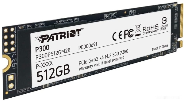 Диск SSD M.2 PCI-E 512Gb Patriot P300, P300P512GM28