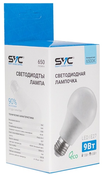 Лампочка SVC LED G45-9W-E27-6500K