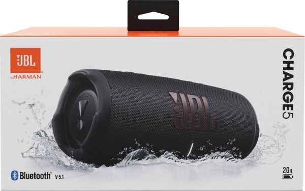 Колонка портативная JBL Charge 5 Black, JBLCHARGE5BLK
