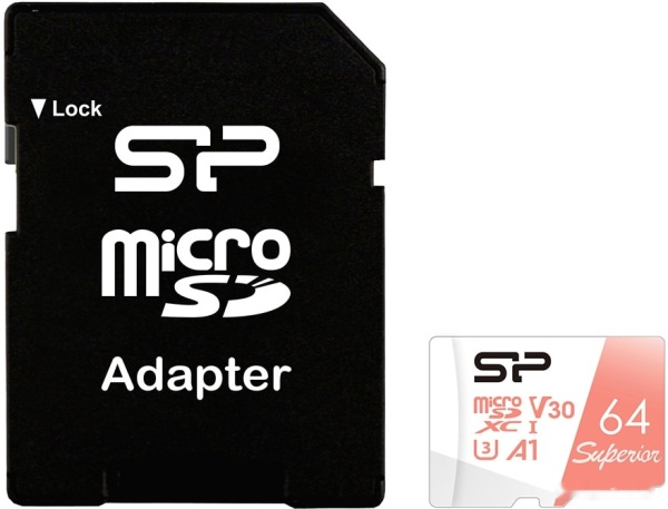 Карта памяти microSDXC 64GB Silicon Power Superior, SP064GBSTXDV3V20SP
