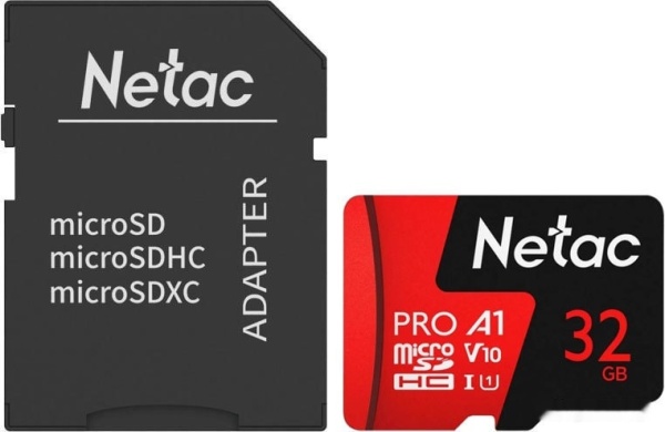 Карта памяти 32GB Netac P500 Extreme Pro, NT02P500PRO-032G-R (с адаптером)