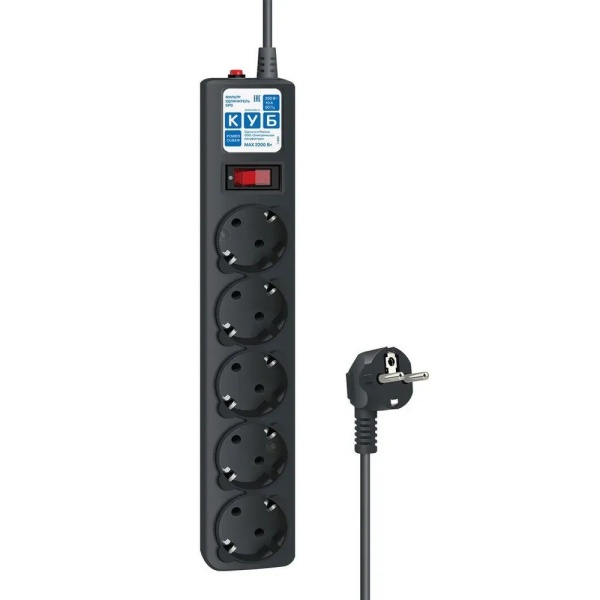 Сетевой фильтр Power Cube SPG5-C5 Black (5 розеток, 5 метров)