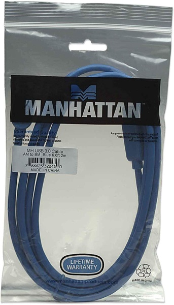 Кабель Manhattan USB 3.0, A(M)/B(M), 2 м, blue
