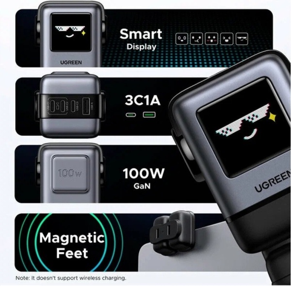 Зарядное устройство Ugreen X688 45515B UNO 100W 4-Port GaN Type-A+3*Type-C