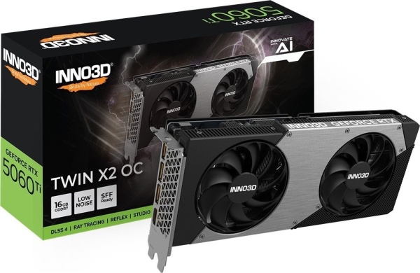 Видеокарта Inno3D RTX 5060 Ti 16GB TWIN X2 OC, N506T2-16D7X-191073N