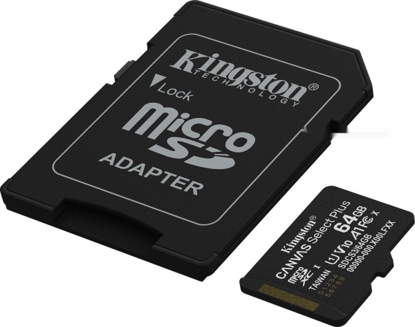 Карта памяти microSD 64GB Kingston Canvas Select Plus, SDCS3/64GB