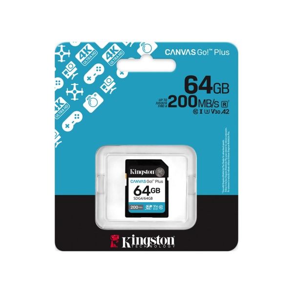 Карта памяти SD 64GB Kingston Canvas Go! Plus, SDG4/64GB