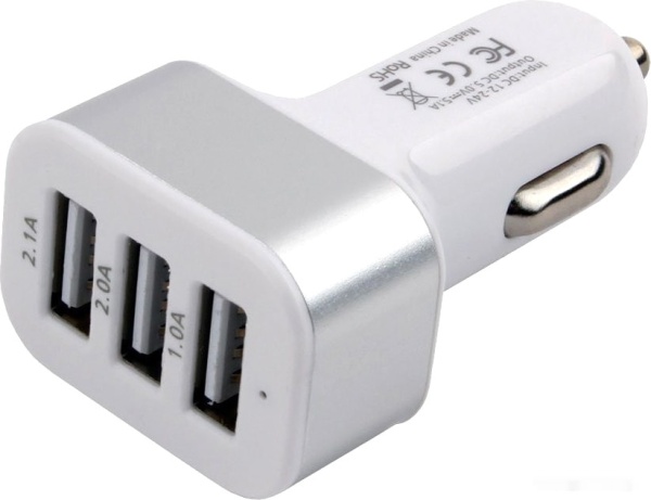 Автомобильное зарядное Cablexpert MP3A-UC-CAR17, 12V->5V 3-USB, 2.1/2/1A