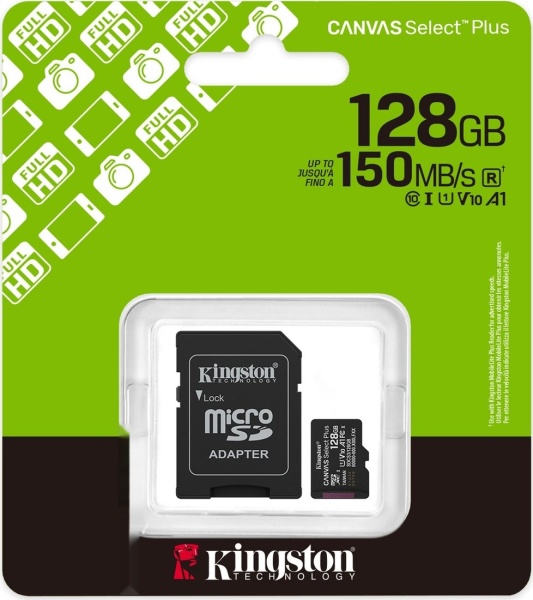 Карта памяти microSDXC 128GB Kingston Canvas Select Plus, SDCS3/128GB