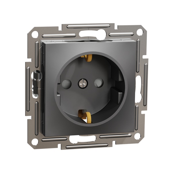 Розетка Schneider Electric SE EPH2900271 Asfora со шторками механизм антрацит