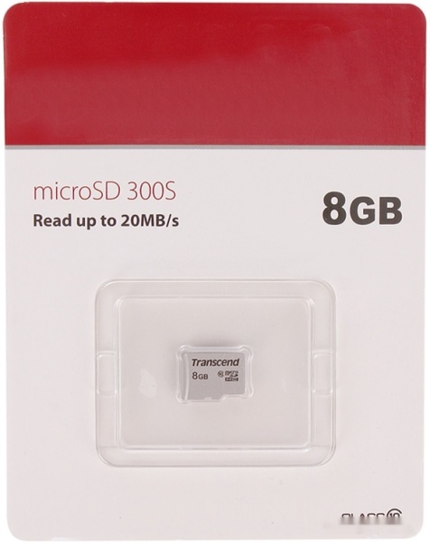 Карта памяти MicroSD 8GB Class 10 Transcend TS8GUSD300S