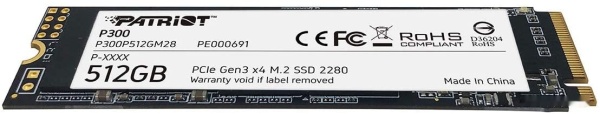 Диск SSD M.2 PCI-E 512Gb Patriot P300, P300P512GM28