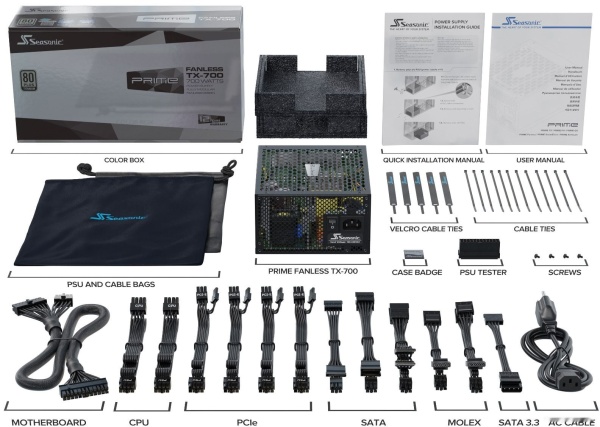 Блок питания Seasonic Prime Fanless TX-700, SSR-700TL, 700W, 80 PLUS Titanium, модульный