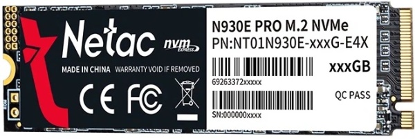Диск SSD M.2 PCI-E 256GB Netac N930E Pro, NT01N930E-256G-E4X