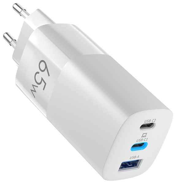 Зарядное устройство Olmio USB+Type-Cx2 QC 65W White