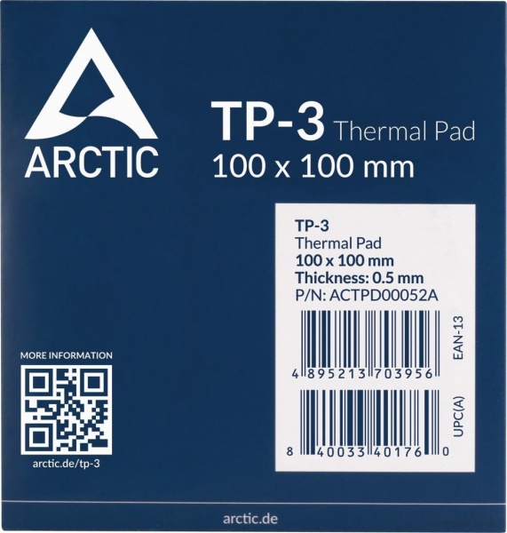 Термопрокладка Arctic TP-3 100x100x0.5 мм, ACTPD00052A