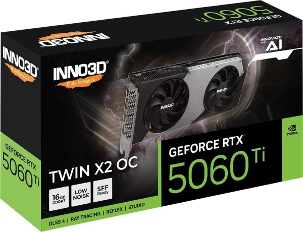 Видеокарта Inno3D RTX 5060 Ti 16GB TWIN X2 OC, N506T2-16D7X-191073N