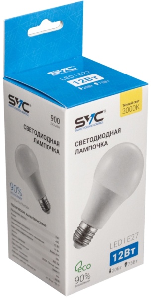 Лампочка SVC LED A60-12W-E27-3000K