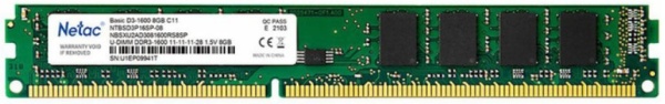 Оперативная память DDR3 1600/8Gb Netac Basic, NTBSD3P16SP-08 Оперативная память DDR3 1600/8Gb Netac Basic, NTBSD3P16SP-08