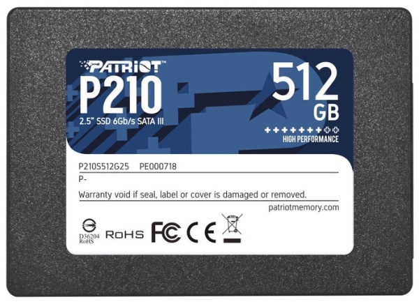 Диск SSD 2.5" 512Gb Patriot P210, P210S512G25