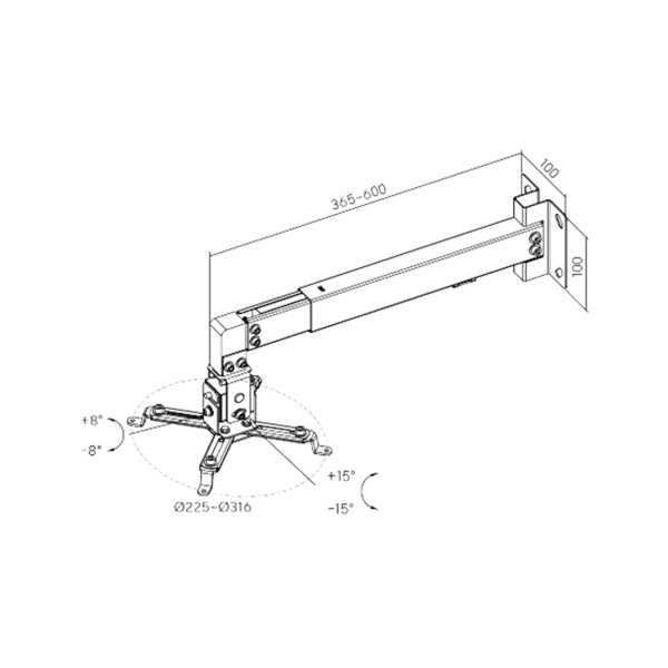 Кронштейн настенный Brateck PRB-2W Black