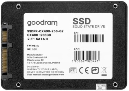 Диск SSD 2.5" 256Gb Goodram CX400, SSDPR-CX400-256-G2