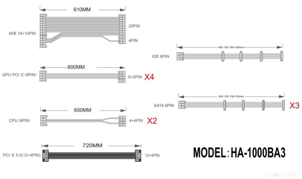 Блок питания 1stPlayer NGDP 1000W Black, HA-1000BA3-BK