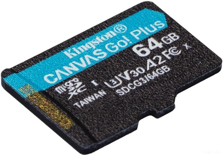 Карта памяти MicroSD 64GB Kingston Class 10 U3 V30 A2 SDCG3/64GBSP