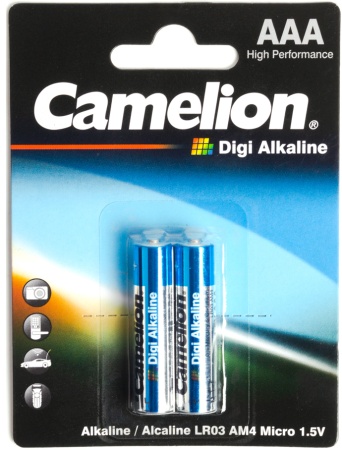 Батарейка CAMELION AAA LR03, LR03-BP2DG, Digi Alkaline, 1.5V, 2шт