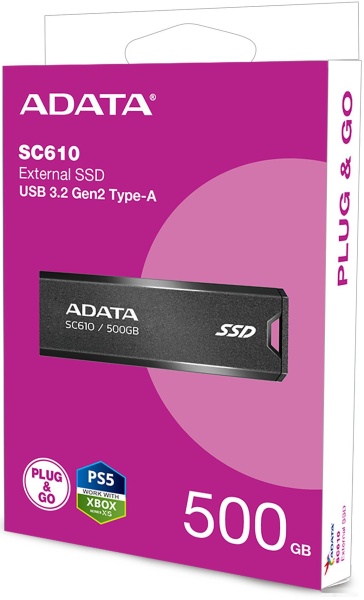 Внешний SSD 500GB ADATA SC610, SC610-500G-CBK/RD